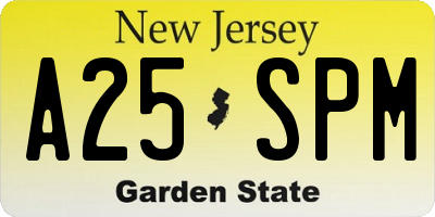 NJ license plate A25SPM