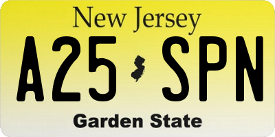 NJ license plate A25SPN
