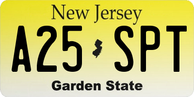 NJ license plate A25SPT