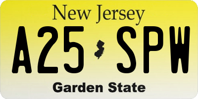 NJ license plate A25SPW
