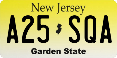 NJ license plate A25SQA