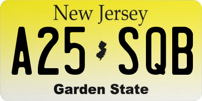NJ license plate A25SQB