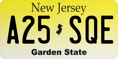 NJ license plate A25SQE