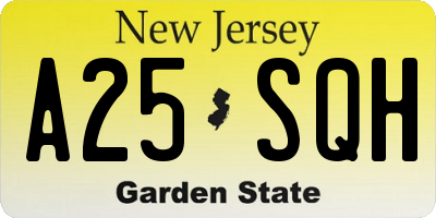 NJ license plate A25SQH