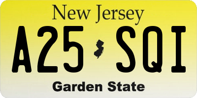NJ license plate A25SQI