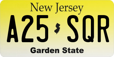 NJ license plate A25SQR