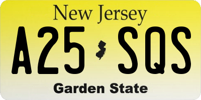 NJ license plate A25SQS