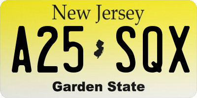 NJ license plate A25SQX