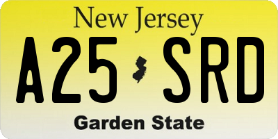 NJ license plate A25SRD