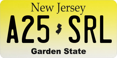 NJ license plate A25SRL