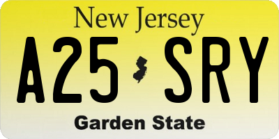 NJ license plate A25SRY