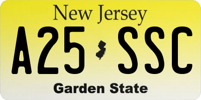 NJ license plate A25SSC