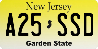 NJ license plate A25SSD
