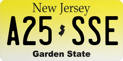NJ license plate A25SSE