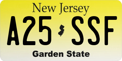 NJ license plate A25SSF