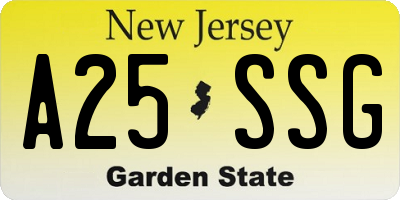 NJ license plate A25SSG
