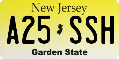 NJ license plate A25SSH
