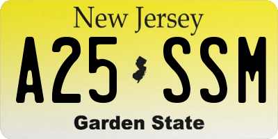 NJ license plate A25SSM