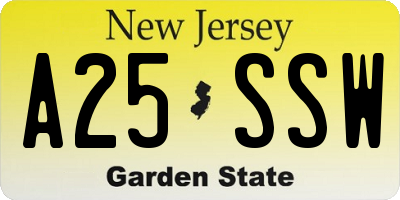 NJ license plate A25SSW
