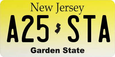 NJ license plate A25STA