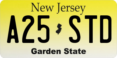 NJ license plate A25STD
