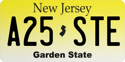 NJ license plate A25STE