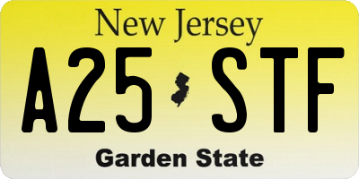 NJ license plate A25STF