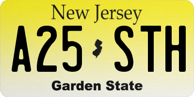 NJ license plate A25STH