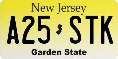NJ license plate A25STK