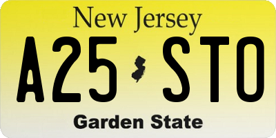 NJ license plate A25STO