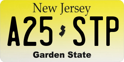 NJ license plate A25STP