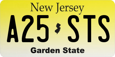 NJ license plate A25STS