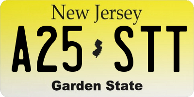 NJ license plate A25STT