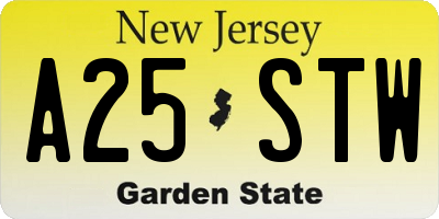 NJ license plate A25STW