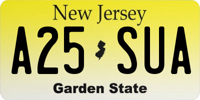 NJ license plate A25SUA