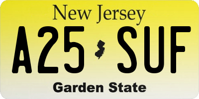 NJ license plate A25SUF