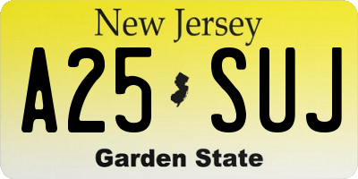 NJ license plate A25SUJ