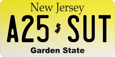 NJ license plate A25SUT
