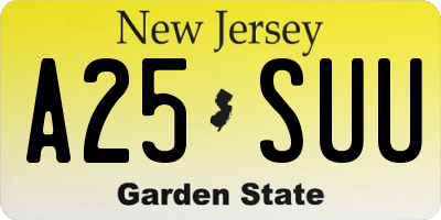 NJ license plate A25SUU
