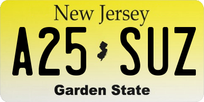 NJ license plate A25SUZ