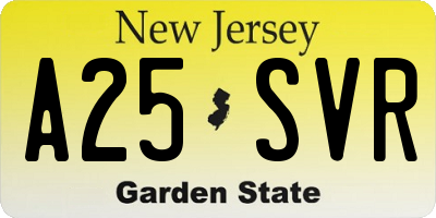NJ license plate A25SVR