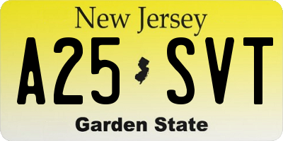 NJ license plate A25SVT