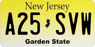 NJ license plate A25SVW