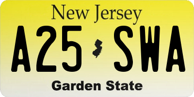 NJ license plate A25SWA