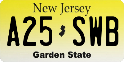 NJ license plate A25SWB