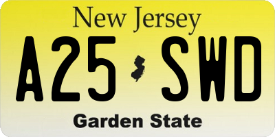 NJ license plate A25SWD