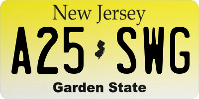 NJ license plate A25SWG