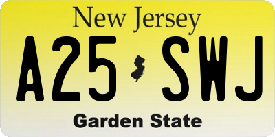 NJ license plate A25SWJ