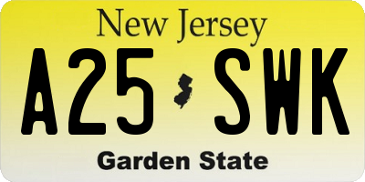 NJ license plate A25SWK