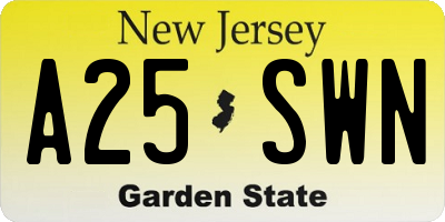 NJ license plate A25SWN